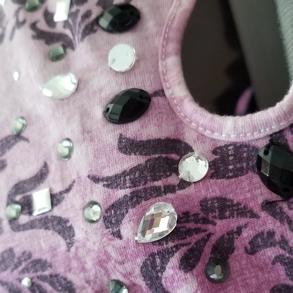 Gloria Vanderbilt Purple Hombre Embellished Top Lg - Picture 9 of 15